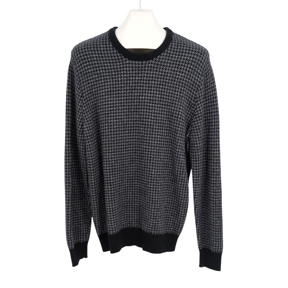 J Crew Houndstooth Crewneck Sweater Preppy Old Money Textured Academia 90s Large